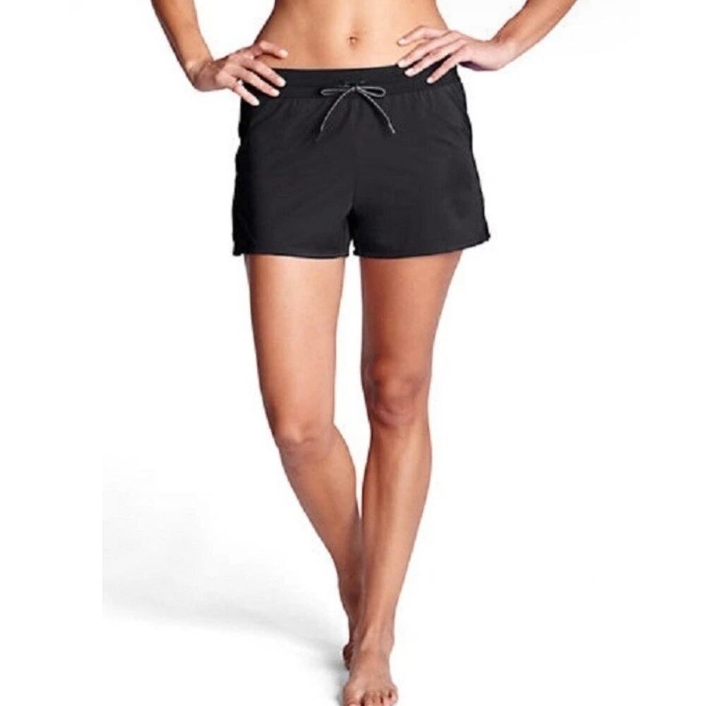 LANDS END Aqua Terra Swim Shorts w attached Bikini Panty Black Size 12